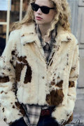 Collared Printed Faux Fur Short Coat image 1