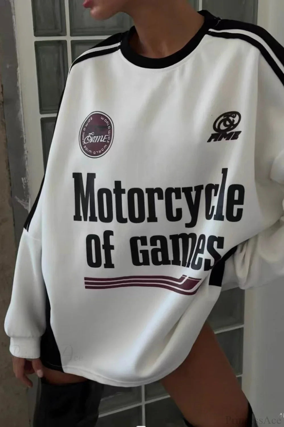 Collegiate Color-Blocked Long Sleeve Crew Neck Relaxed Sweatshirt image 4