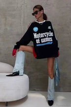 Collegiate Color-Blocked Long Sleeve Crew Neck Relaxed Sweatshirt image 2