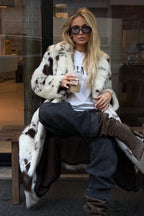 Color Block Animal Print Faux Fur Long Overcoat image 4