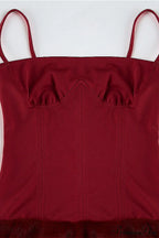 Color Block Faux Fur Spaghetti Strap Corset Party Dress image 4