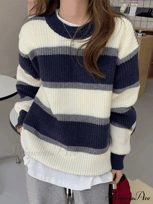 Color Block Striped Trendy Knit Crop Top image 1