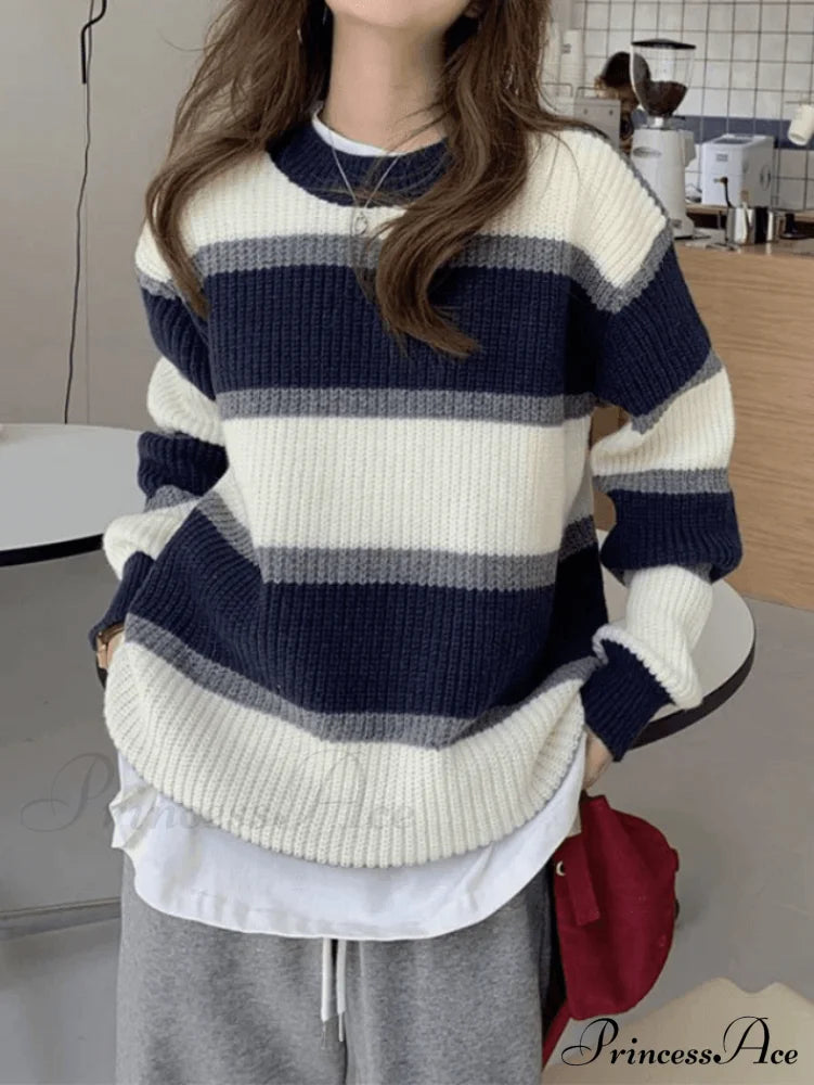 Color Block Striped Trendy Knit Crop Top image 3