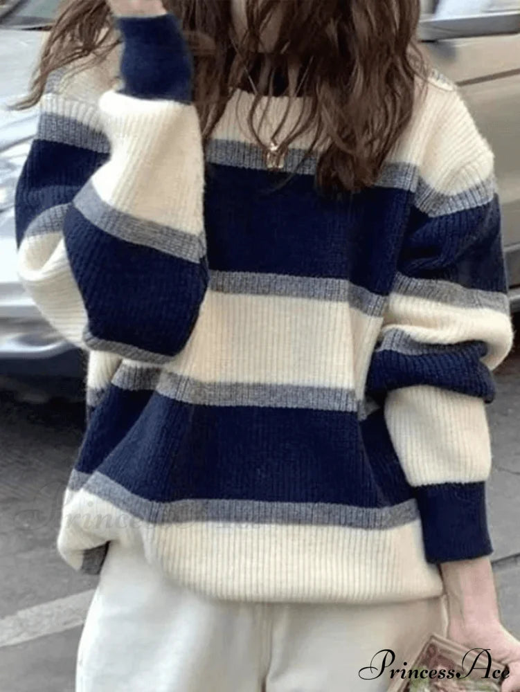 Color Block Striped Trendy Knit Crop Top image 2