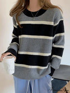 Color Block Striped Trendy Knit Crop Top image 9