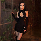 Color Chest Water Drop Hollow Tight Cut Out Mini Dress image 6