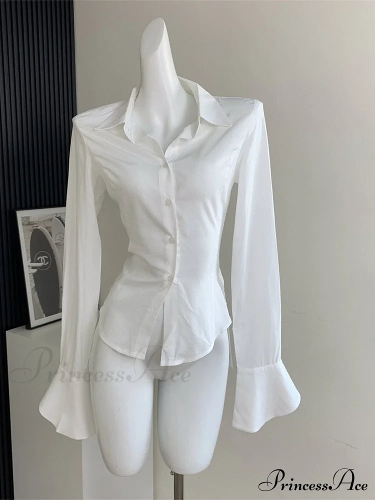 Color Chiffon with Slim Blouse Flare Design Solid Arm Retro for Tunic Women image 1