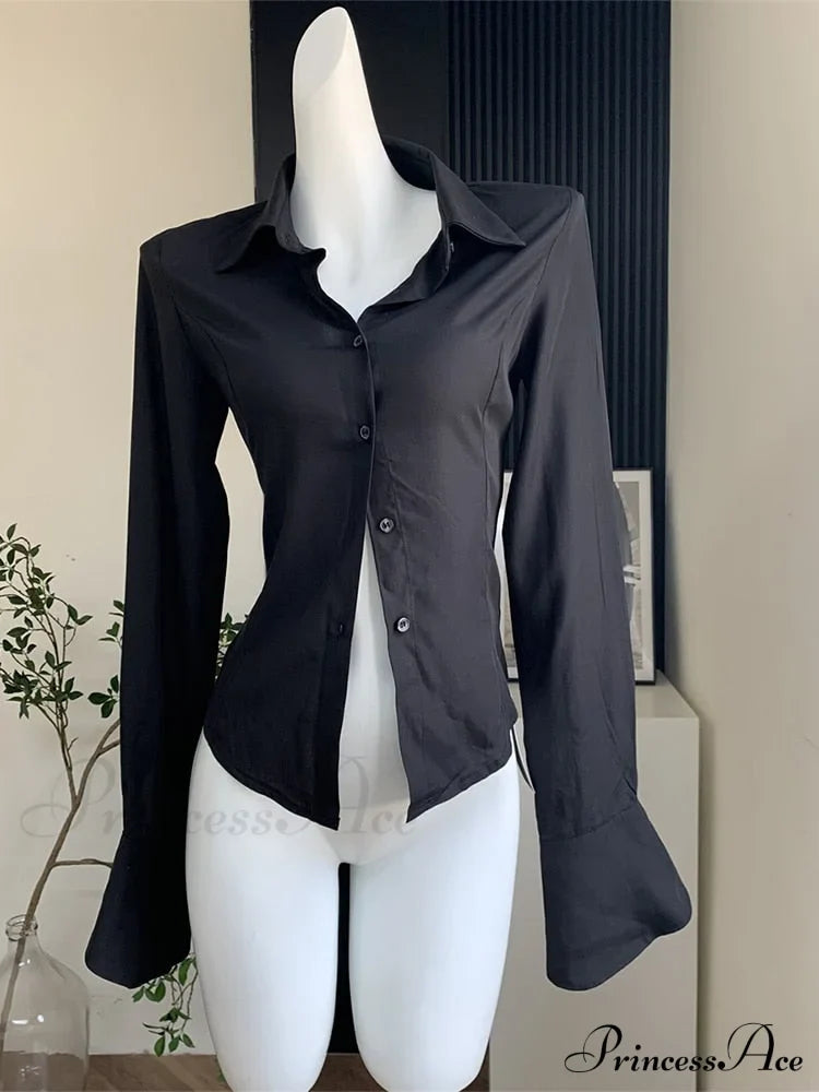 Color Chiffon with Slim Blouse Flare Design Solid Arm Retro for Tunic Women image 5
