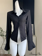 Color Chiffon with Slim Blouse Flare Design Solid Arm Retro for Tunic Women image 5