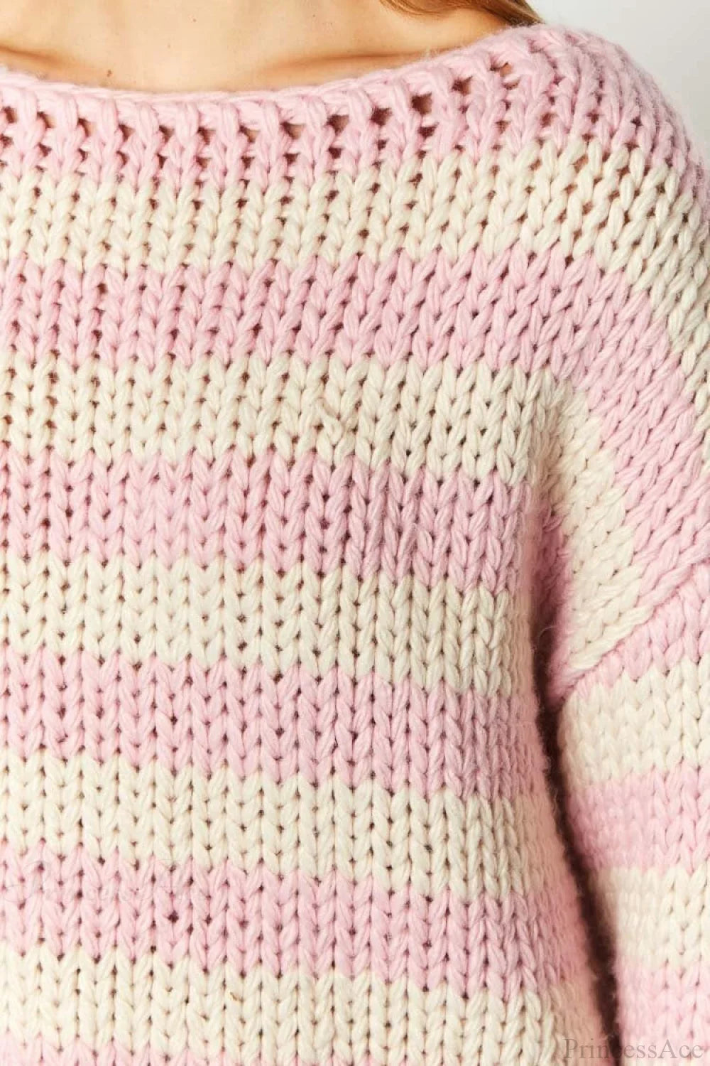Colorblock Off-the-shoulder Stripe Casual Loose Sweater image 3