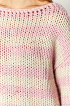 Colorblock Off-the-shoulder Stripe Casual Loose Sweater image 3