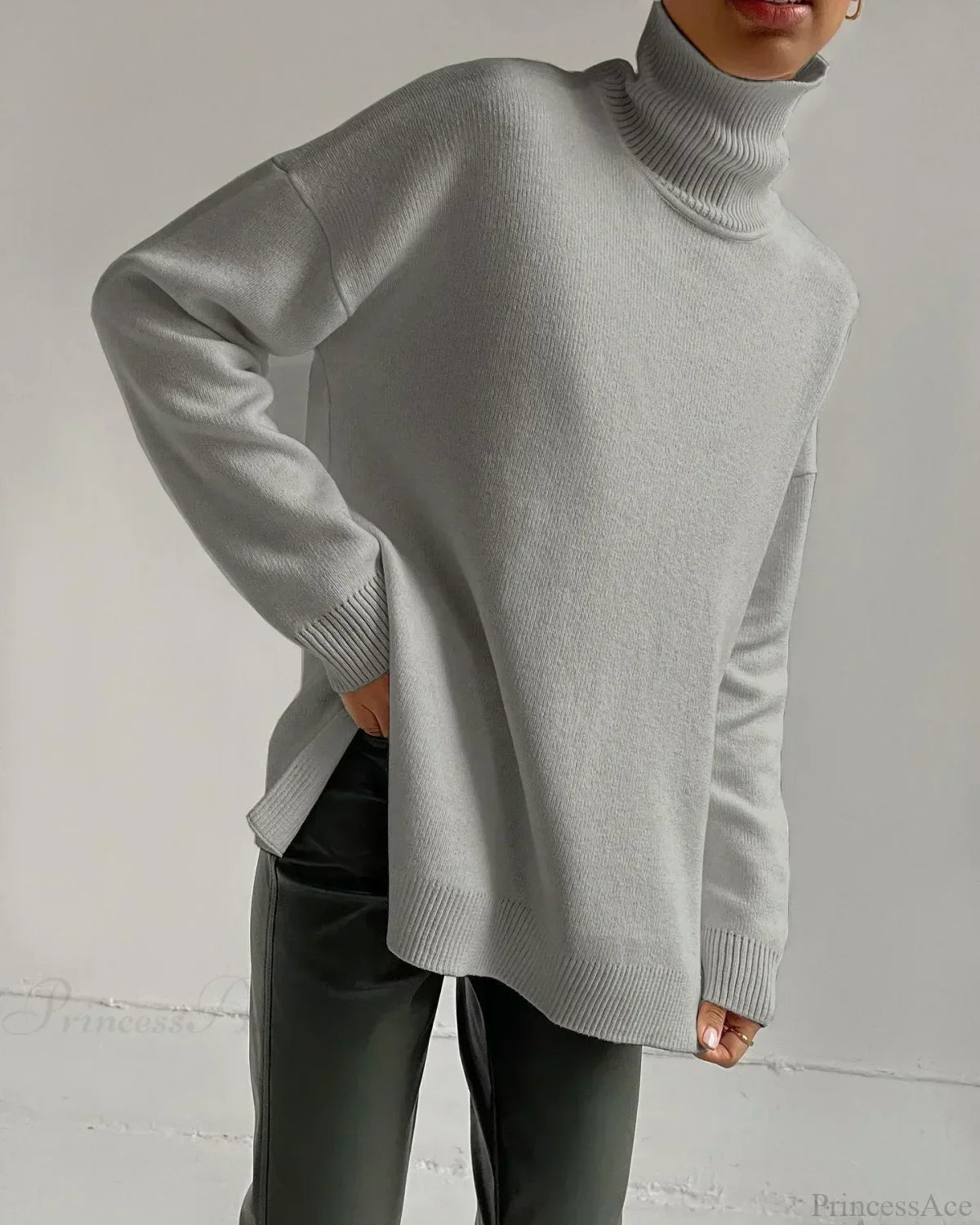 Colorblock Turtleneck Thick Sweater image 2