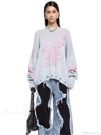 Colorblocking Torn Knit Pullover Sweater image 6