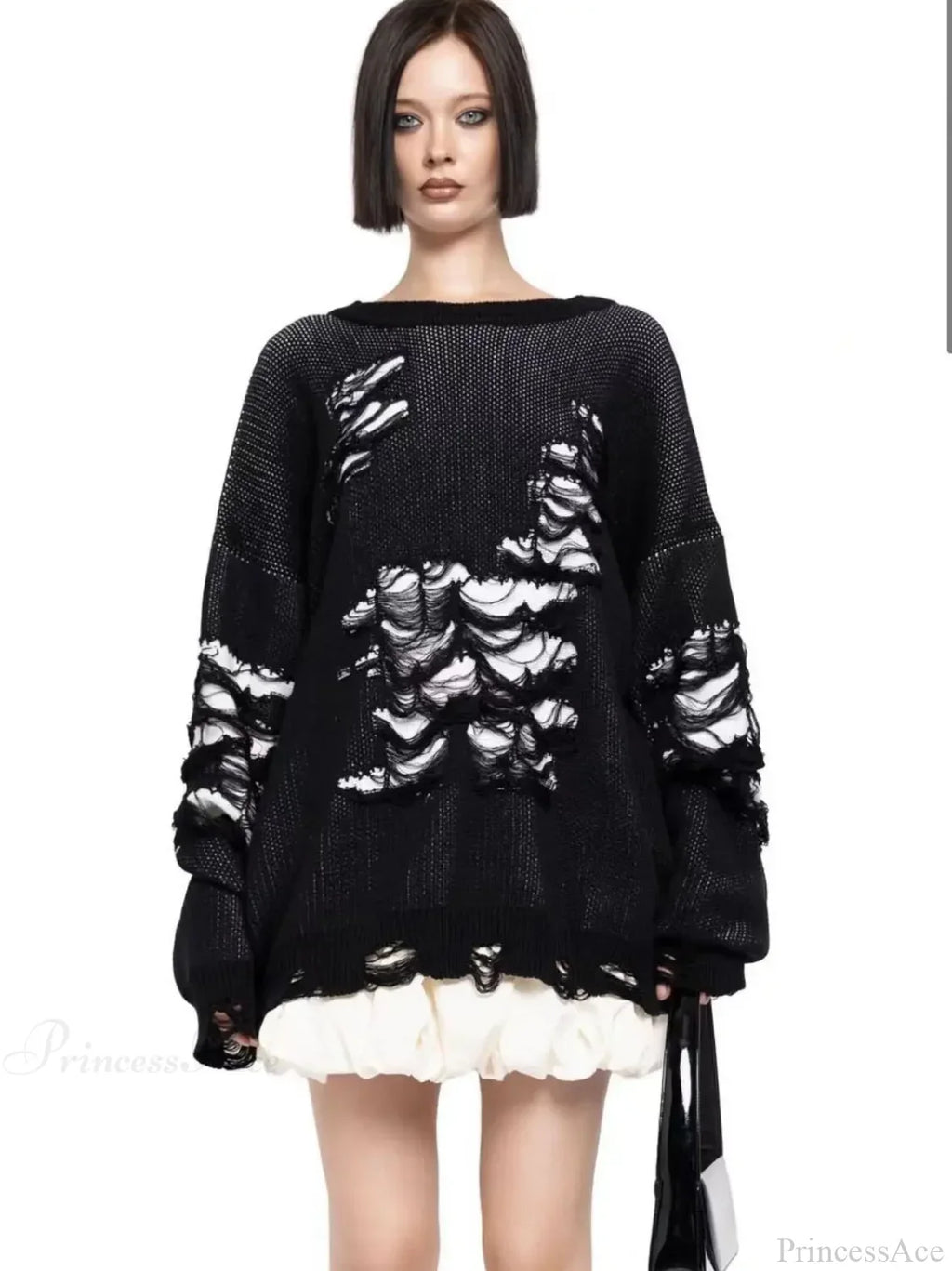 Colorblocking Torn Knit Pullover Sweater image 5
