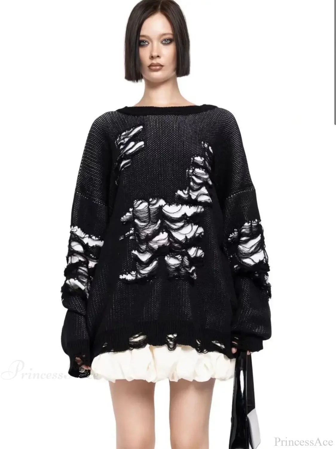 Colorblocking Torn Knit Pullover Sweater image 5
