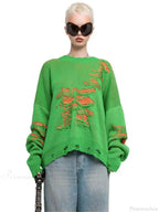 Colorblocking Torn Knit Pullover Sweater image 4