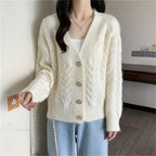 Colorful Button Patchwork Loose Knit Cardigan image 2