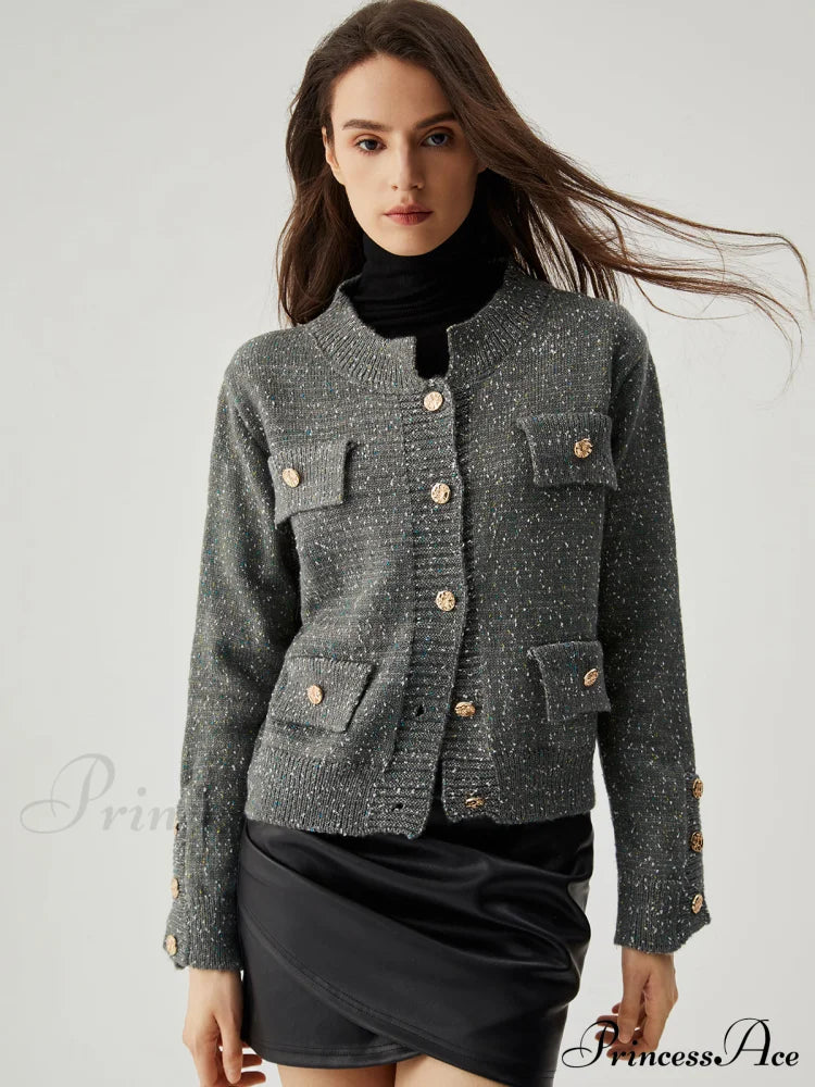 Colorful Dot Knit Trendy Metallic Button Cardigan image 3