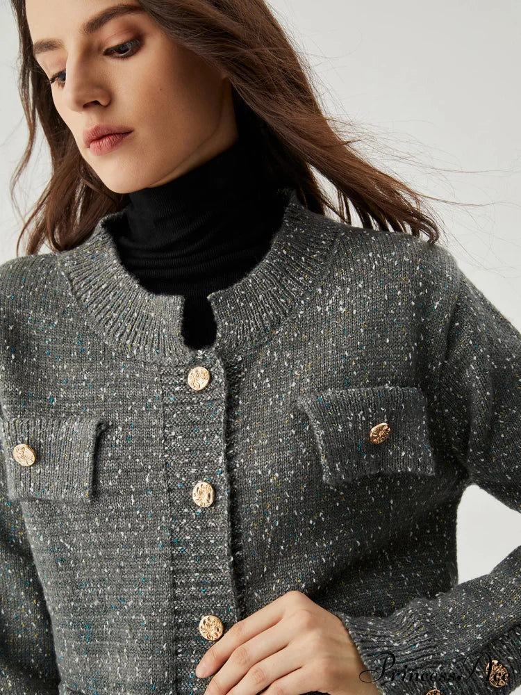 Colorful Dot Knit Trendy Metallic Button Cardigan image 4