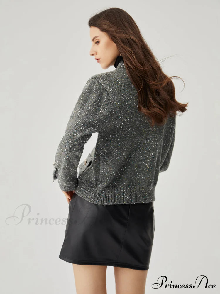 Colorful Dot Knit Trendy Metallic Button Cardigan image 5