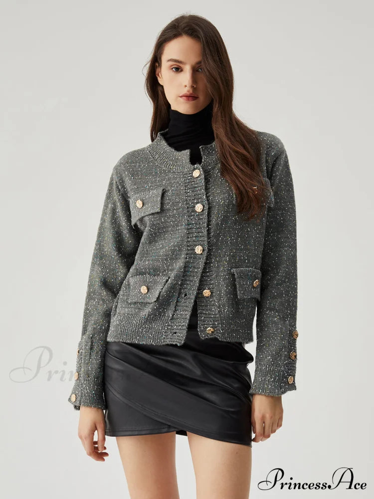 Colorful Dot Knit Trendy Metallic Button Cardigan image 2