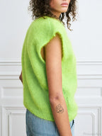 Colorful Furry Button-Up Sleeveless Cardigan image 5