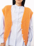 Colorful Furry Button-Up Sleeveless Cardigan image 3