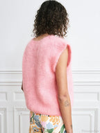 Colorful Furry Button-Up Sleeveless Cardigan image 2