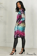 Colorful Mid-Length Stylish Sequin Cardigan image 5