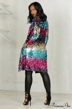 Colorful Mid-Length Stylish Sequin Cardigan image 6