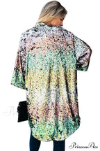 Colorful Mid-Length Stylish Sequin Cardigan image 3
