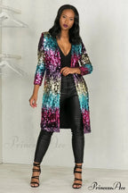 Colorful Mid-Length Stylish Sequin Cardigan image 4