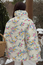 Colorful Print Stand Collar Zipper Cotton Blend Coat image 5