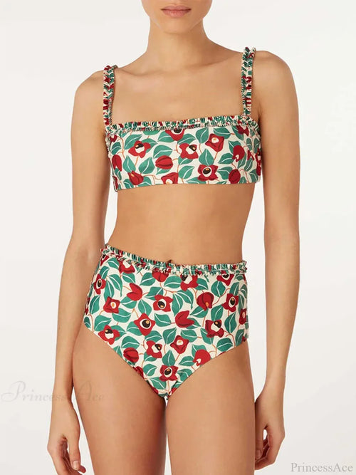 Colorful Strappy Colorblock Swimwear One Piece image 2