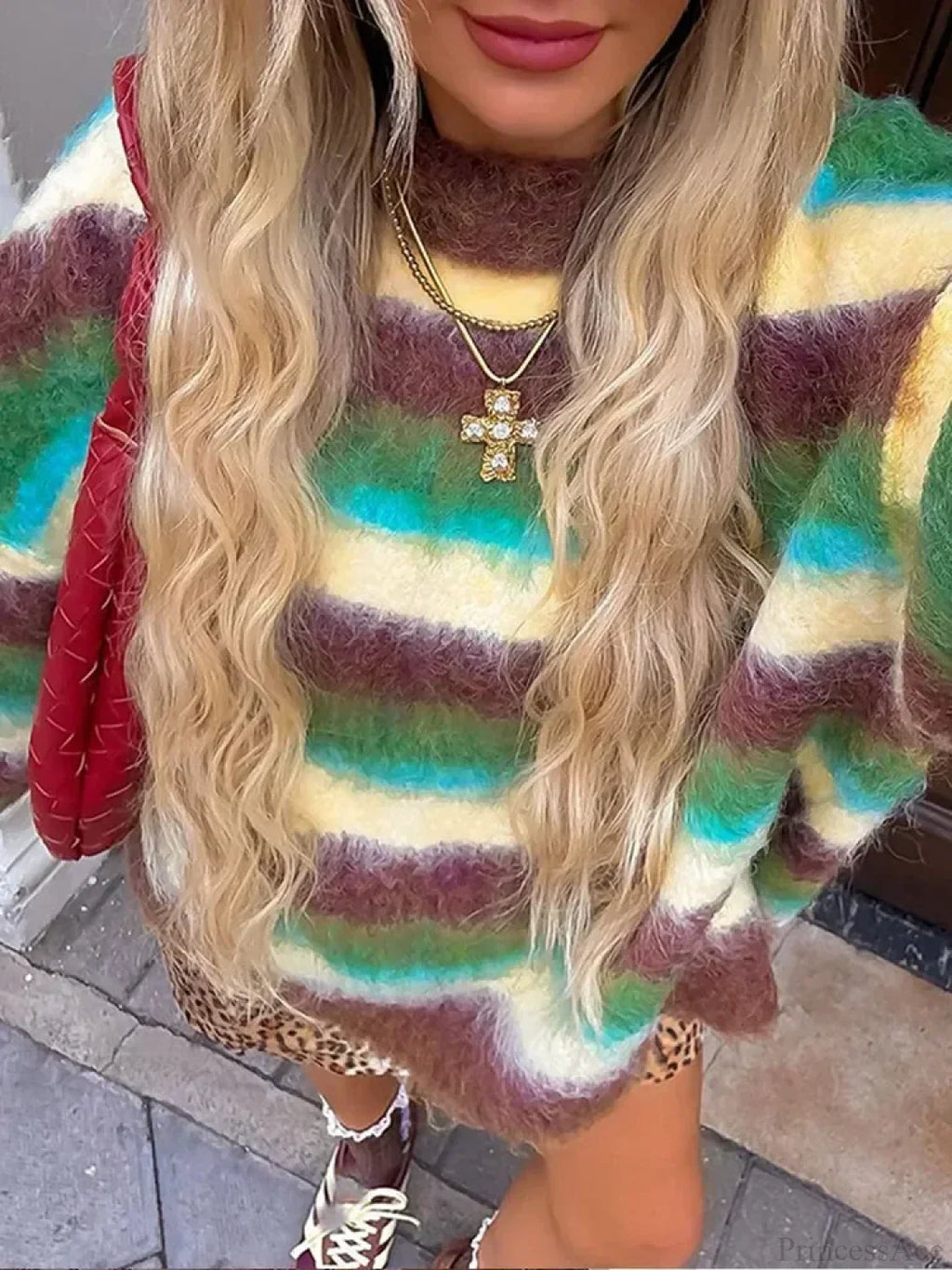 Colorful Striped High Neck Sweater image 6