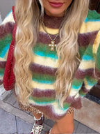 Colorful Striped High Neck Sweater image 6