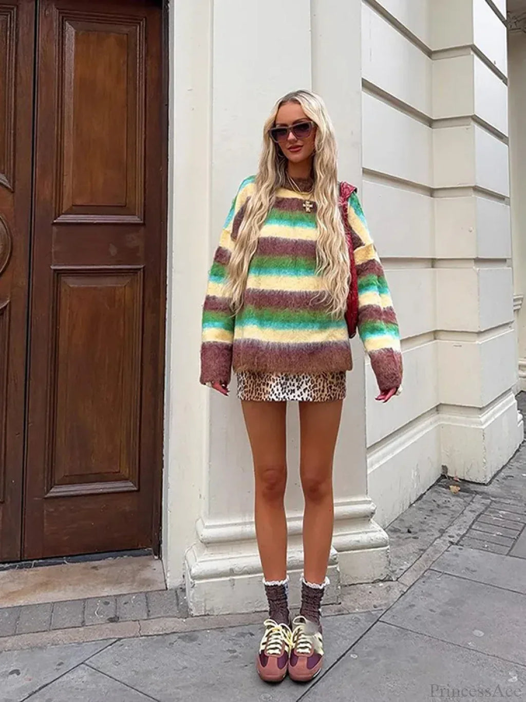 Colorful Striped High Neck Sweater image 7