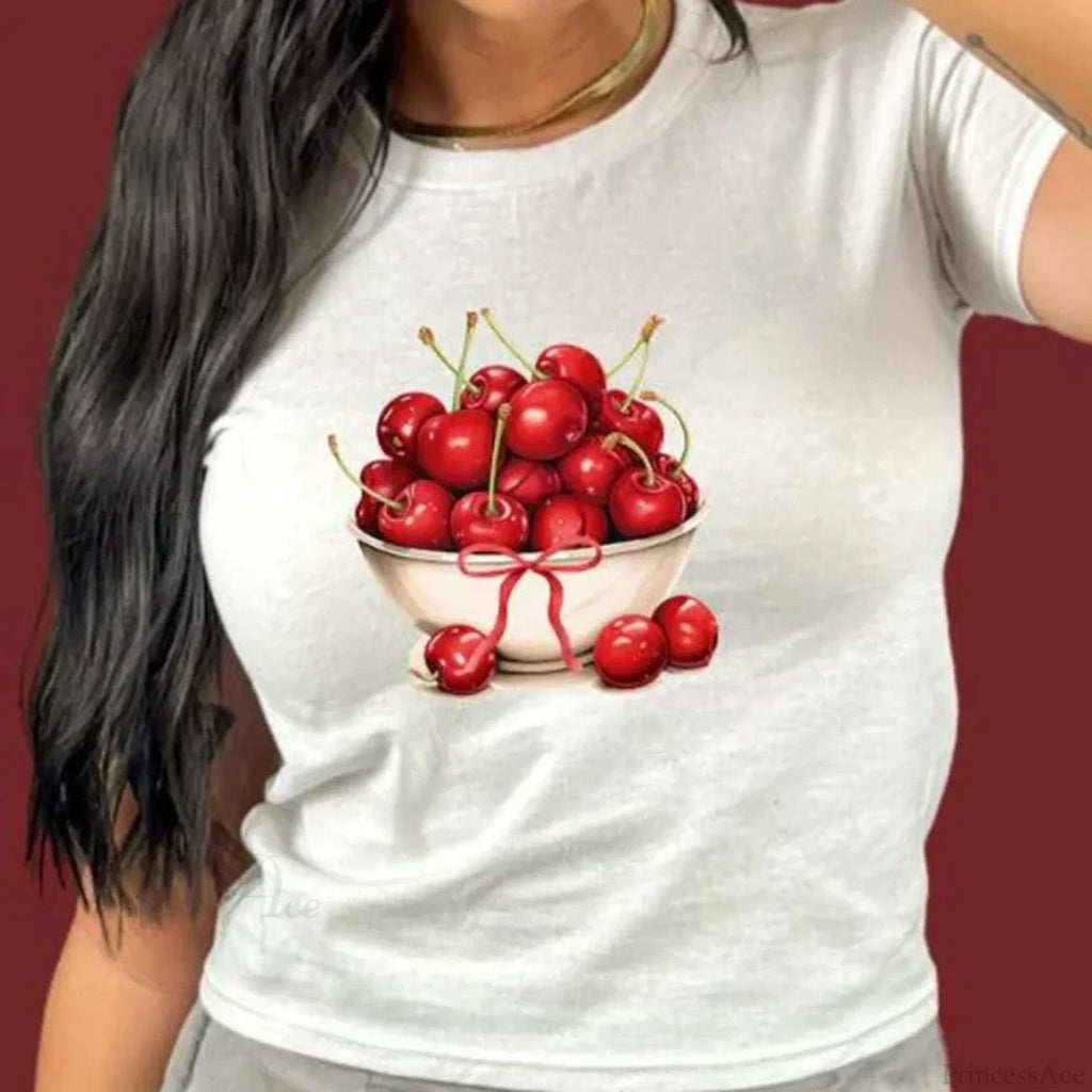 Combhasaki Summer Y2K Cherry Print T-shirt image 6