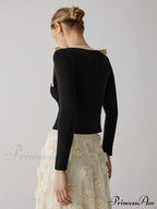 Contrast Bow Crew Trendy Neck Knit Top image 5