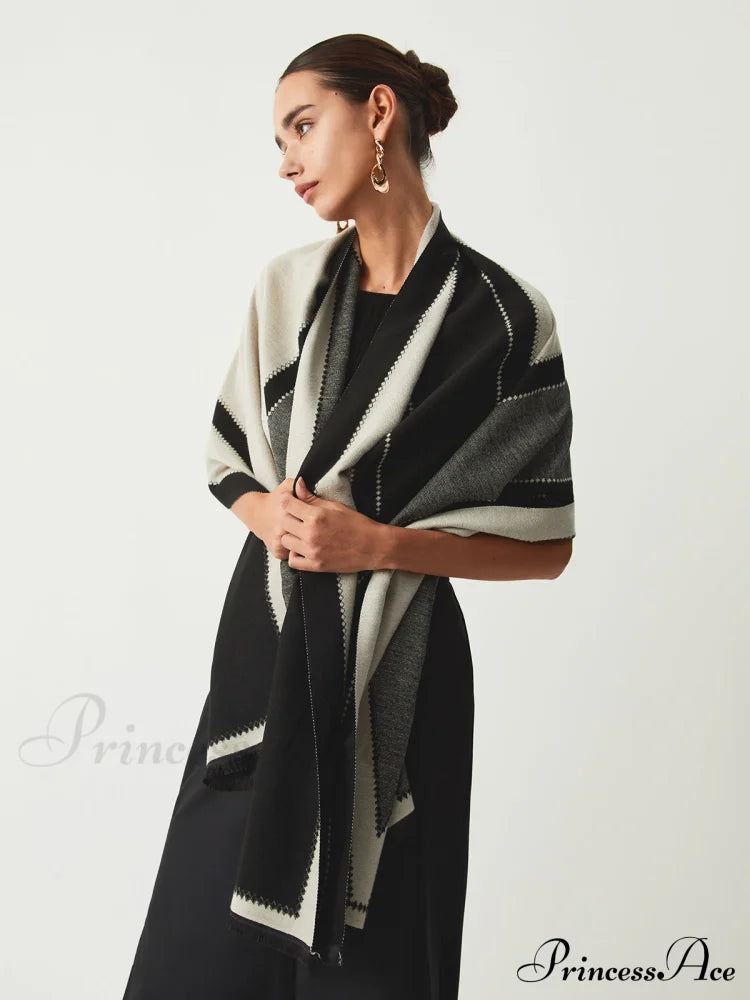 Contrast Color Graceful Geometric Scarf image 1