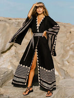 Contrast Color Long Sleeve Bikini Cover Up image 2