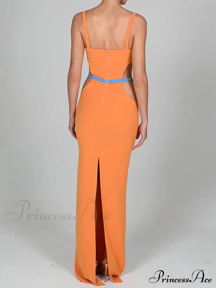Contrast Color Side Charming Cut Charm Strap Dress image 6