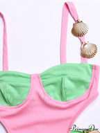 Contrast Color Side Charming Cut Charm Strap Dress image 8