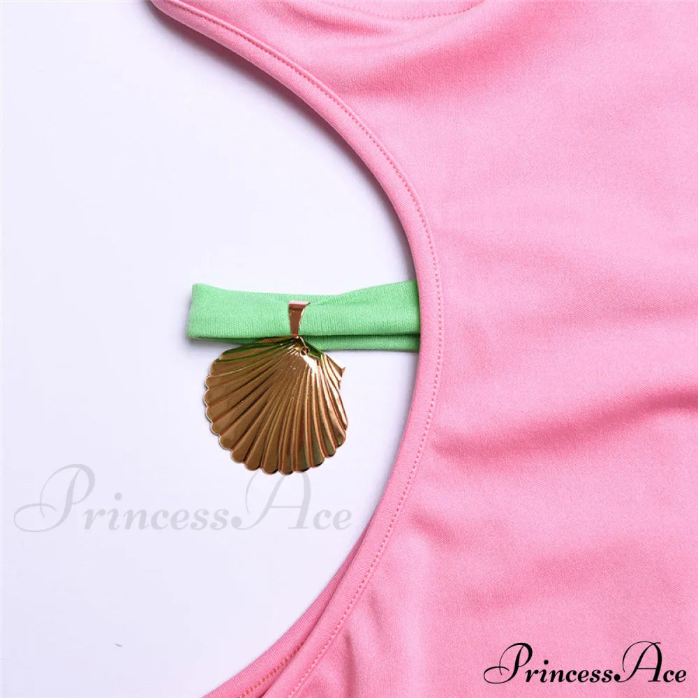 Contrast Color Side Charming Cut Charm Strap Dress image 12