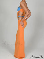 Contrast Color Side Charming Cut Charm Strap Dress image 5