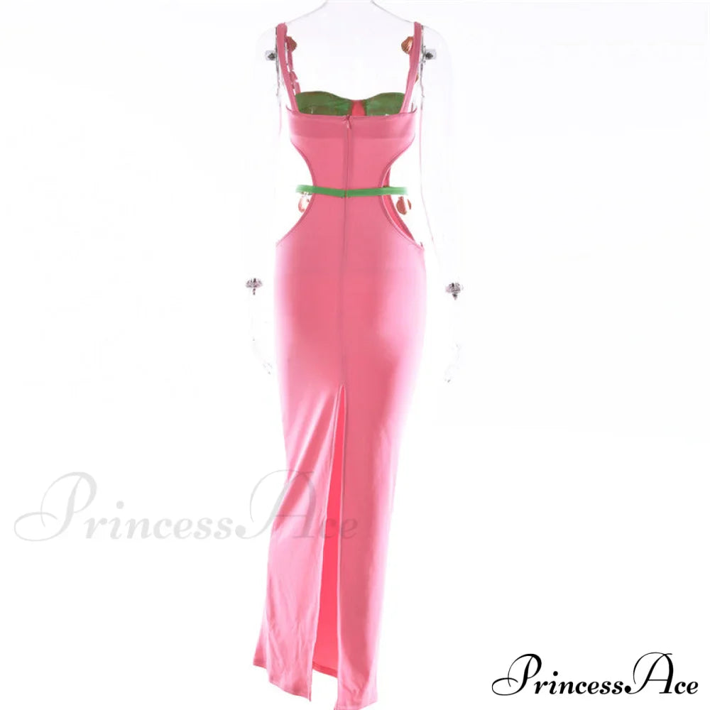Contrast Color Side Charming Cut Charm Strap Dress image 10