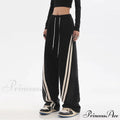 Contrast Color Women High Waist Straight Cropped High Street Drawstring Tie Up Sweatpants Cylinder Lady Wide Leg Jean image 6