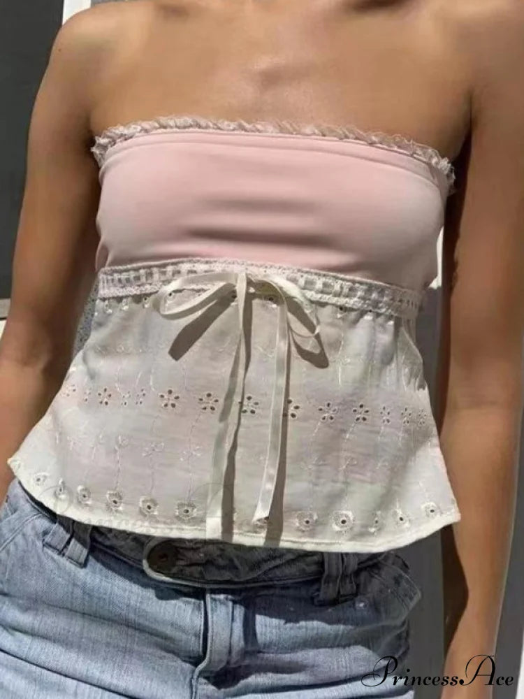 Delicate Lace Hollow Splicing Sexy Slim Crop Top image 7