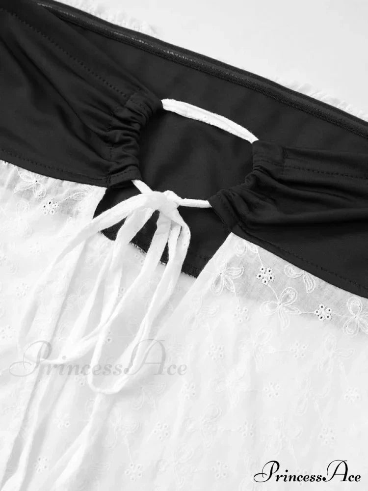 Delicate Lace Hollow Splicing Sexy Slim Crop Top image 5