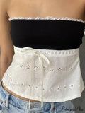 Delicate Lace Hollow Splicing Sexy Slim Crop Top image 1